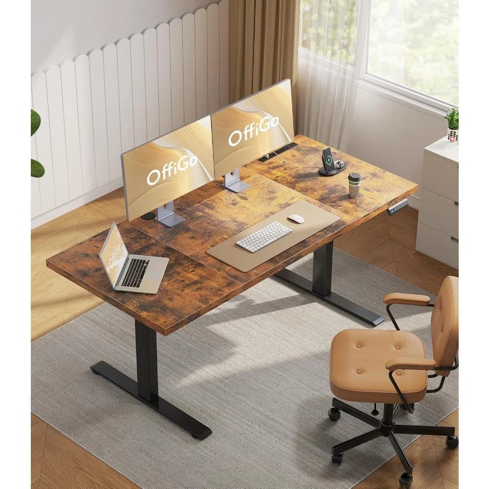 Electric Standing Desk with 3-Piece Board 71 Inch Height Adjustable Large Desk with Power Outlets Sit Stand Table,