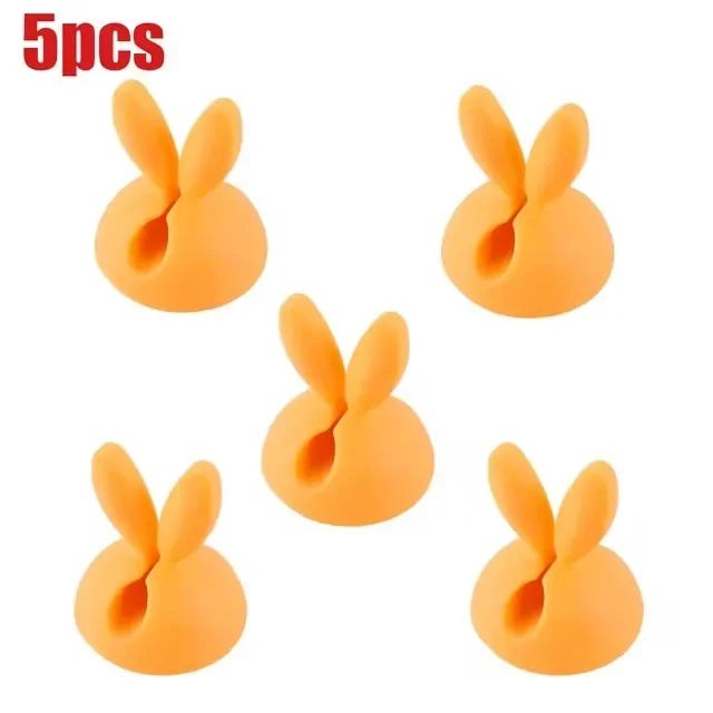 Cute Rabbit Ear Cable Manager Desktop Car Dashboard Charger Cables Clasp Clip Desk Line Organizer Bunny Ear Winder