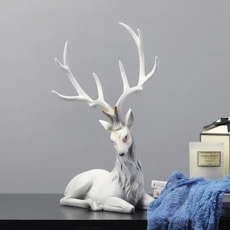 35cm High End Deer Statue Reindeer Figurines Resin ELK Sculpture For Living Room Luxury Home Decoration Nordic Tabletop