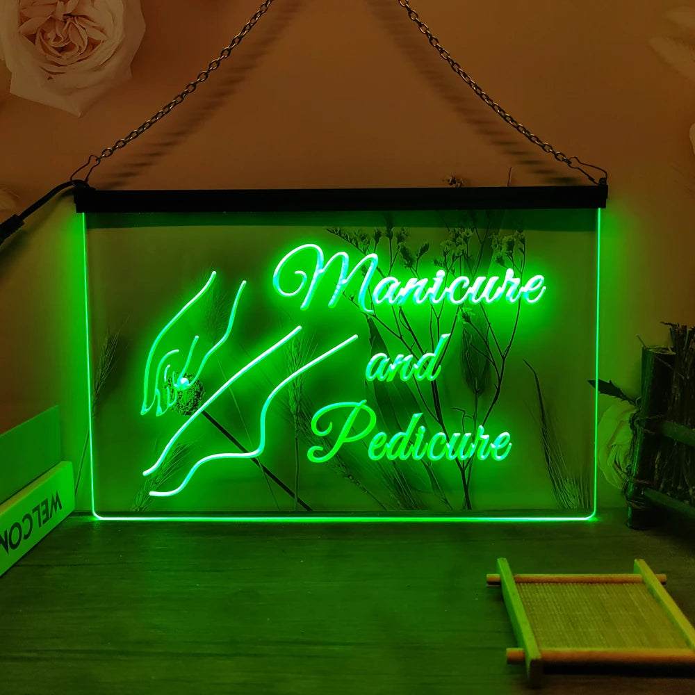 Manicure and Pedicure Art Decor For Salon Girls Room-LED Neon Sign-3D Carving Wall Art