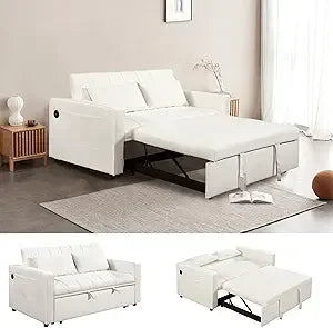 Sleeper Sofa Velvet Pull Out Sofa Bed Convertible Sofas Couch Adjustable Backrest Loveseat Sofa Couch Side Pocket