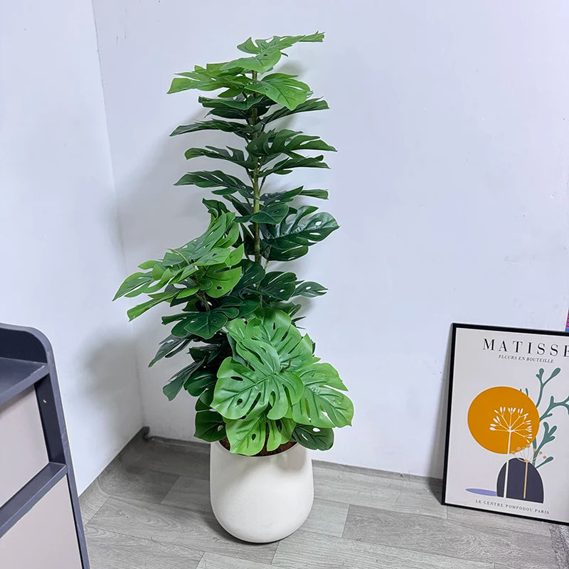 70-150cm Artificial Monstera Tree Fake Palm Plants Plastic Turtle Leafs Tropical Landscape Plants For Home Garden Shop