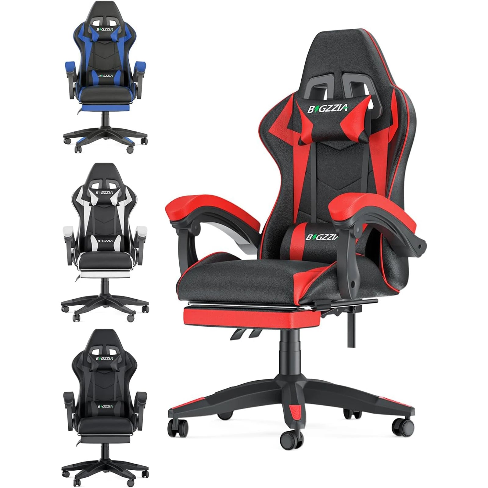 Gaming Chair with Footrest Gamer Chairs Ergonomic with Lumbar Cushion Headrest Gaming Chair Height Adjustable Computer