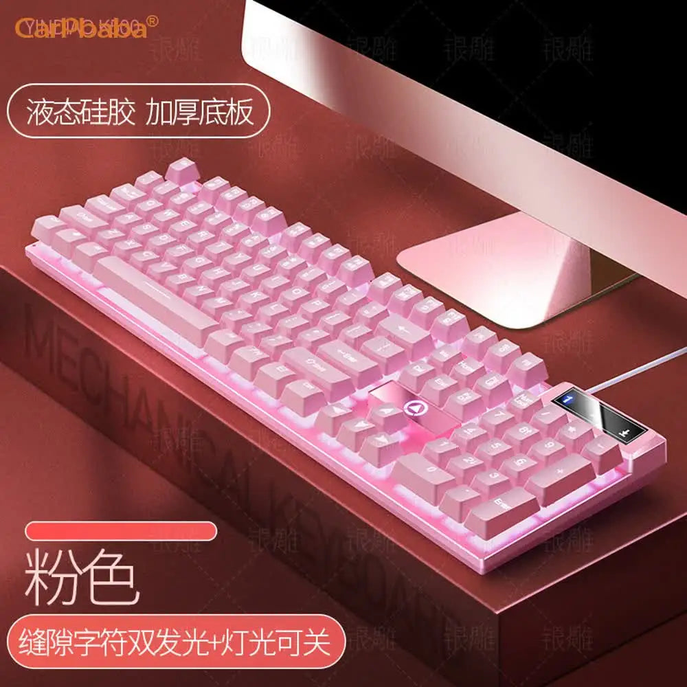Carpbaba K500 104 Key USB Wired Gaming Keyboard Color Backlit Mechanical Hand Feel Keyboard for Computer Laptop PC