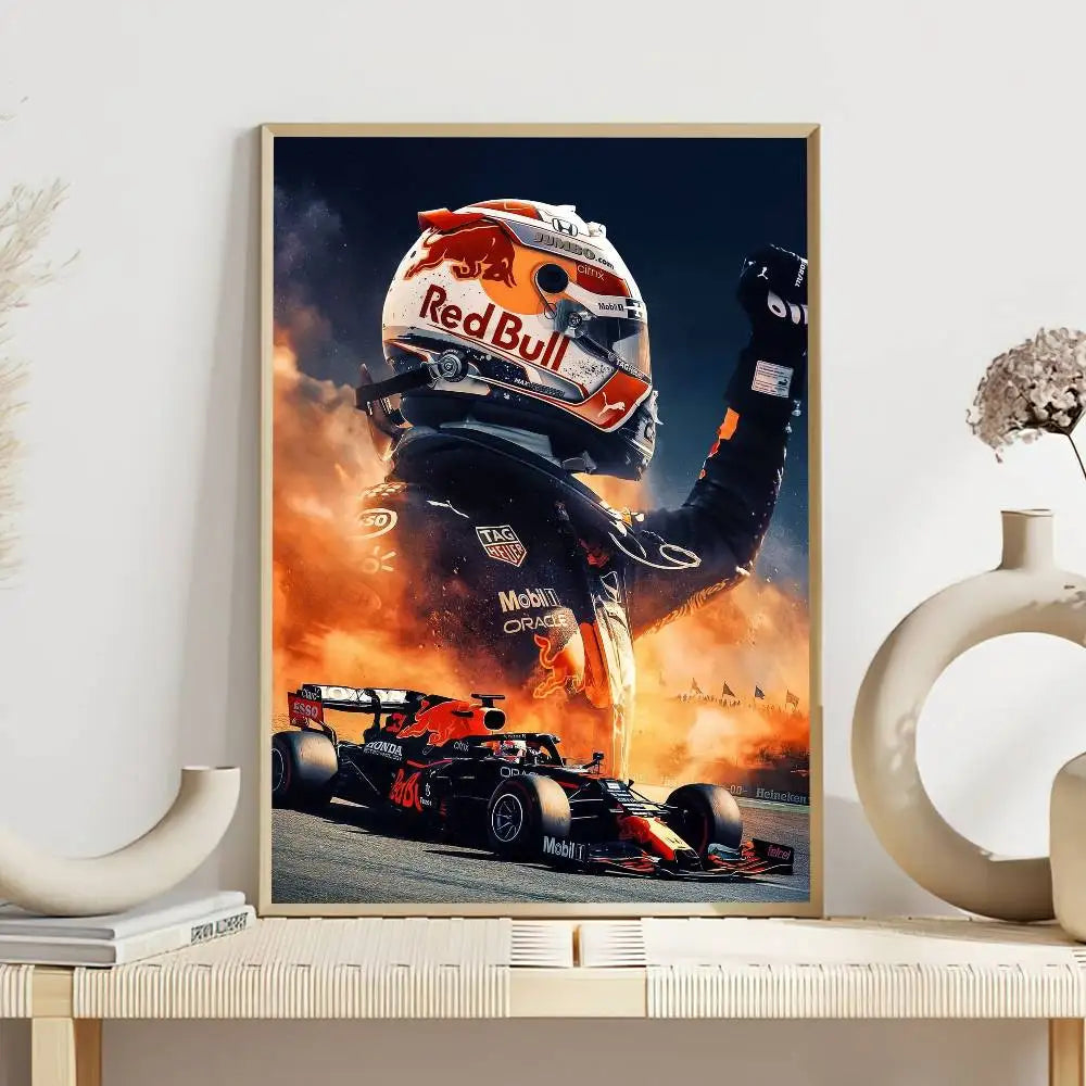 F1 Racer M-Max V-Verstappen Poster Self Adhesive Painting Living Room Office Decoration Bedroom Home Wall Sticker