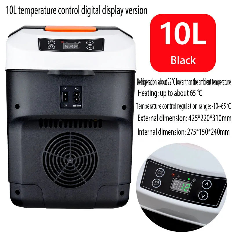 10L Car Refrigerator Mini Fridge Vehicle And Home Use Dormitory Truck Cold And Hot Dual-Use Temperature Control Digital