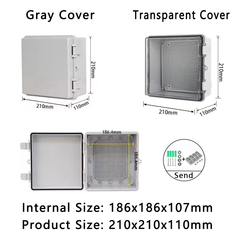 IP66 Waterproof Plastic Box ABS Wire Junction Box Gray/Transparent Cover Enclosure Outdoor Electronic Engineering