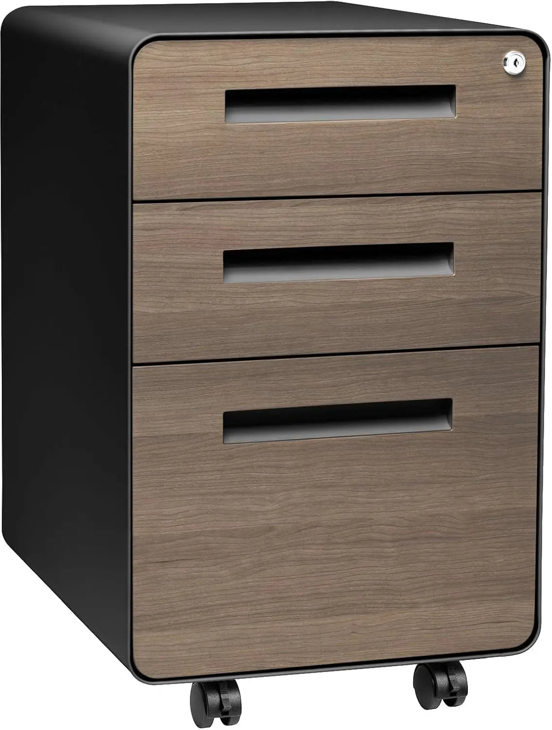 Under Desk 3-Drawer Metal File Cabinet with Lock Suitable for Legal/Letter Size on Wheels and Stationary - United