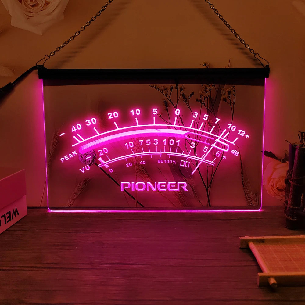 Pioneer Peak VU dB LED Neon Sign-3D Carving Wall Art for Home,Room,Bedroom,Office,Farmhouse Decor - Pink / AU-30x20cm