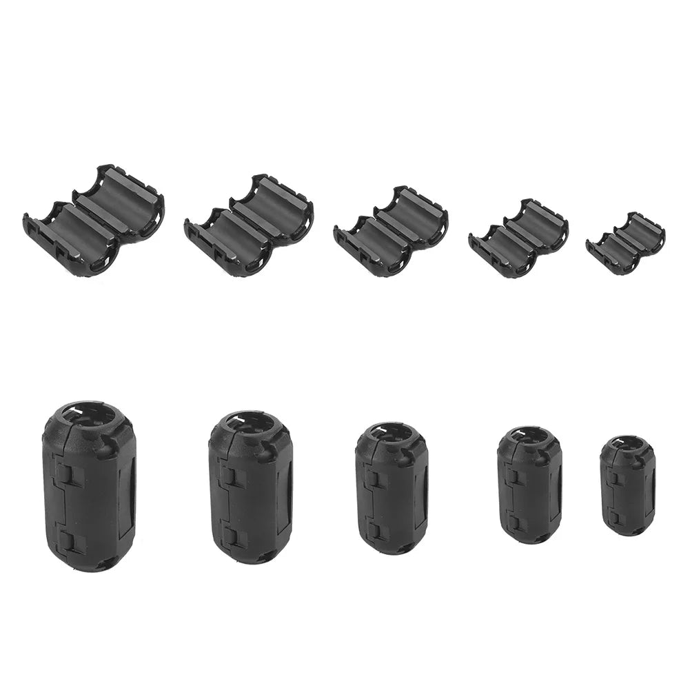 50Pcs Clip-on Ferrite Ring 3.5/5/7/9/13mm Noise Suppressor Cable Clip Toroidal Core Ferrite for USB Audio Video Cable