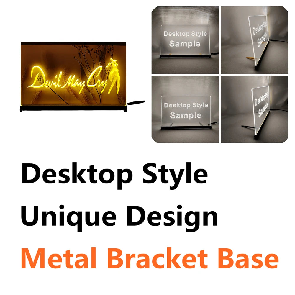 Devil May Cry-3D Carving LED Neon Sign Wall Art for Home,Room,Bedroom,Office,Farmhouse Decor - Yellow-Z / EU-30x20cm