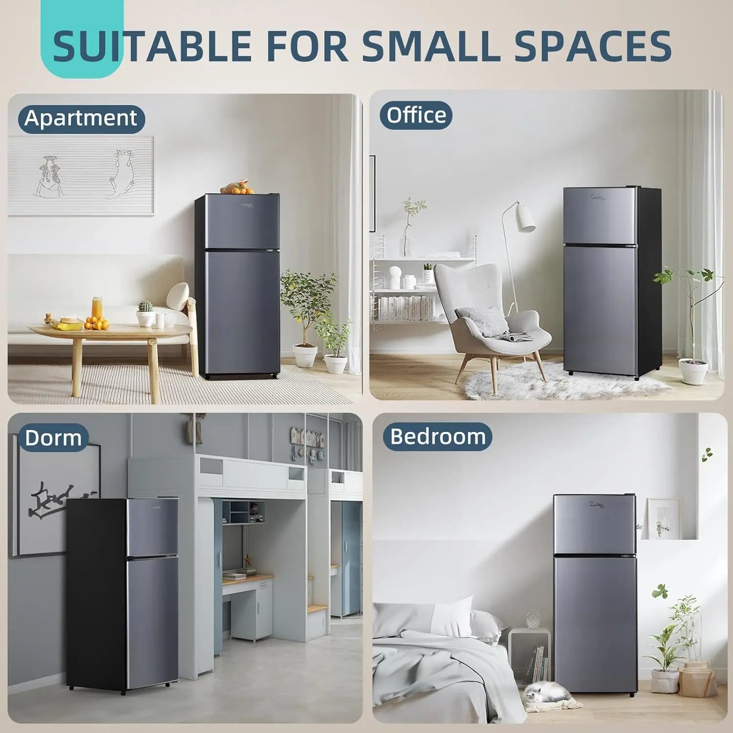 4.2 Cu.Ft Small Refrigerator with Freezer Mini Fridge Double Door,Energy-Efficient Large Capacity Ideal for Office Dorm