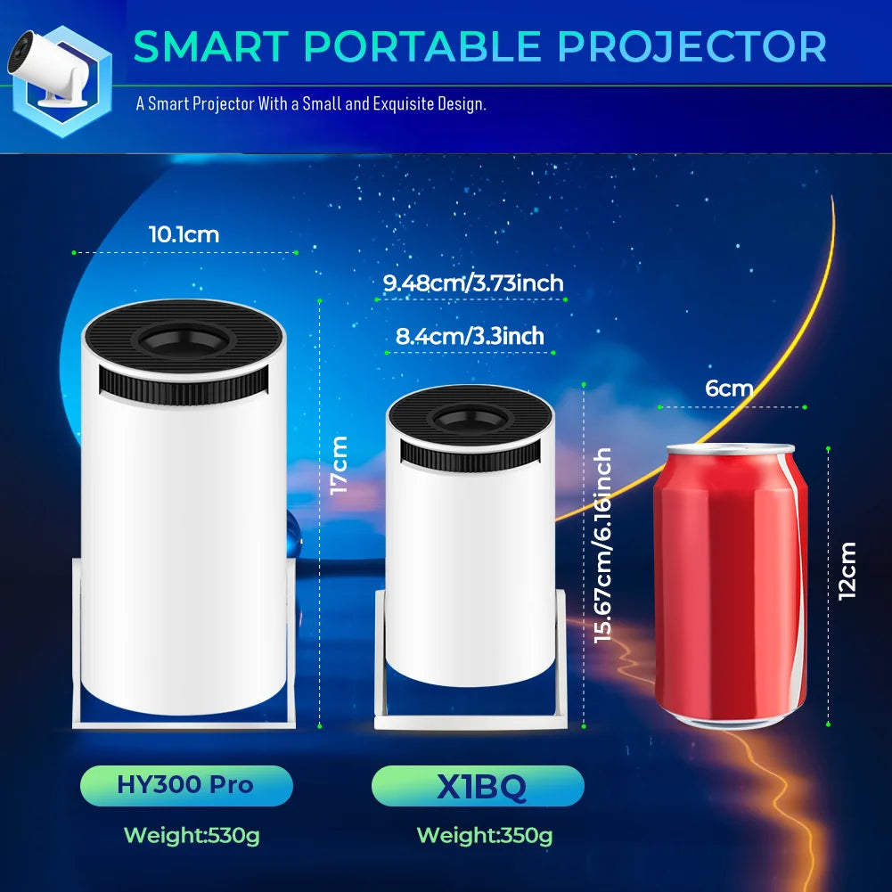 LYNCAST portable mini Projector BluetoothPortable 720P， Supports 4K video with 180 degree rotation