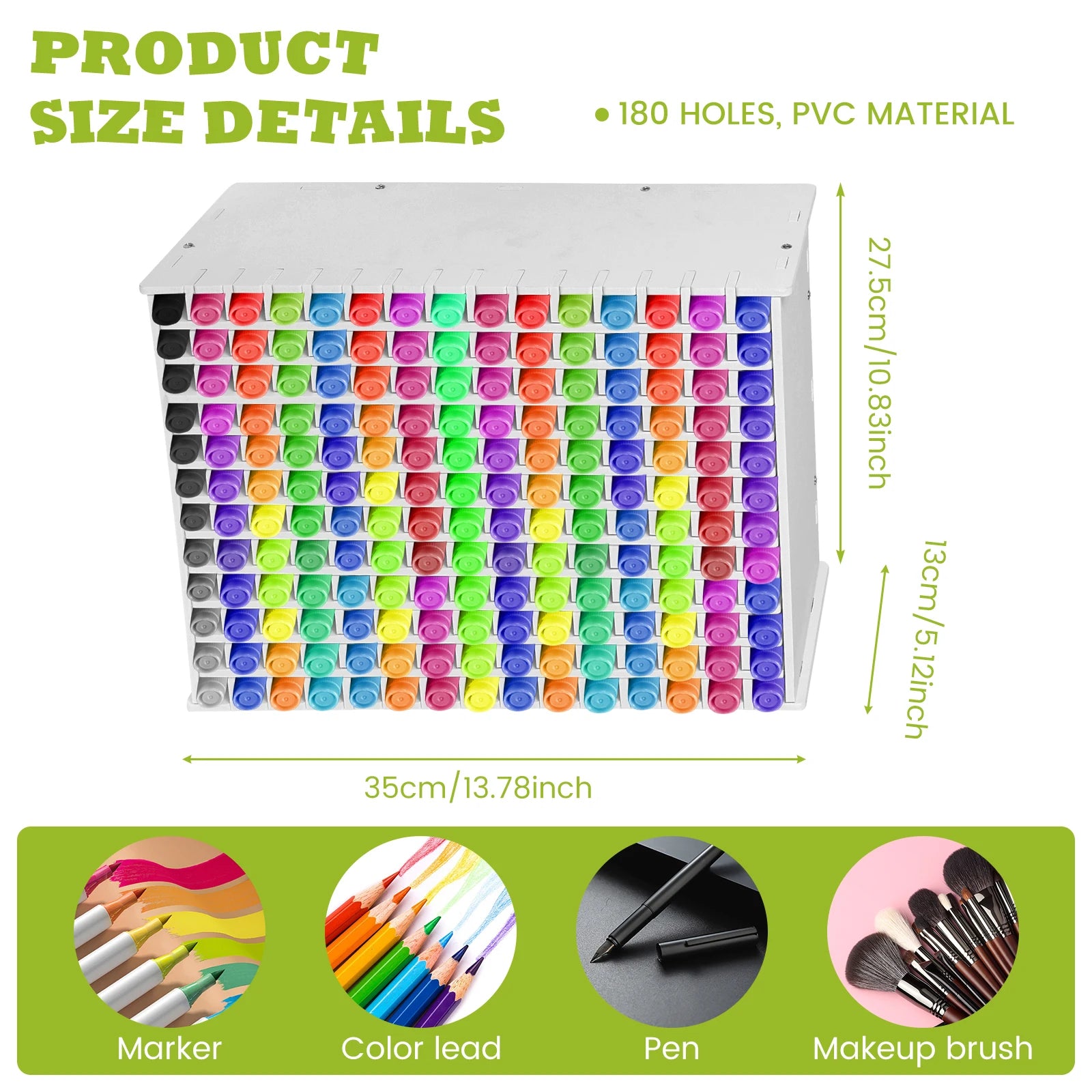 120/204 Slots Art Marker Pencil Storage Rack Large Capacity Watercolour Brushes Organizer Rack Dustproof Marker Holder