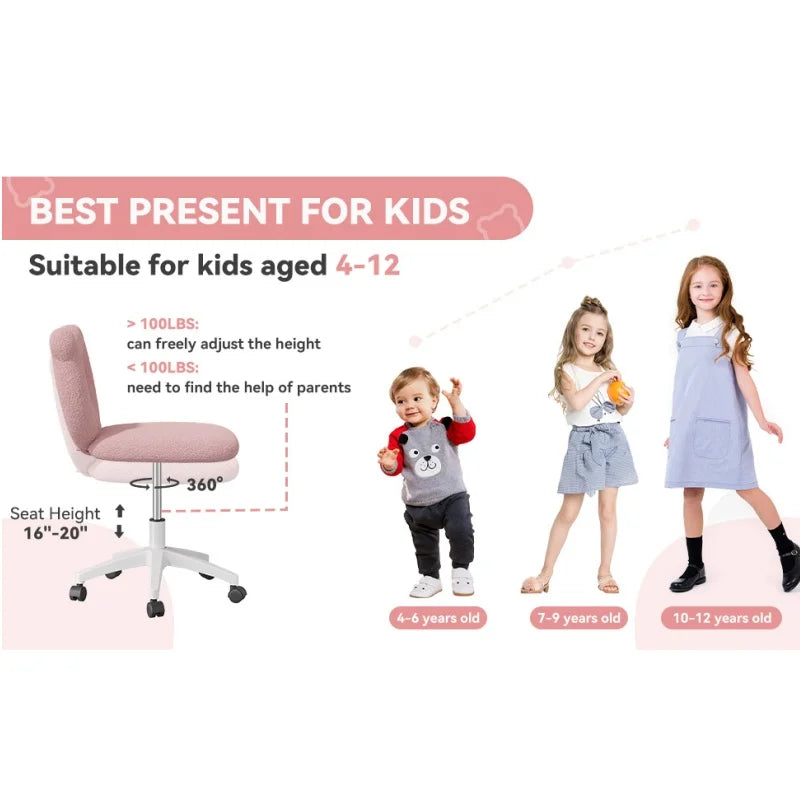 Little Bear Office Chair Female Male Dormitory Backrest Chair Pink Cute Bedroom Living Room Chairs Learning Chair