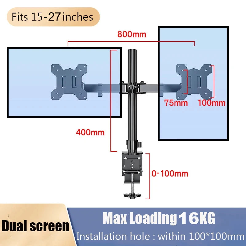 Dual Monitor Stand Holds Screen up to 27inch Universal Freestanding Monitor Stand Adjustable Height Tilt Swivel