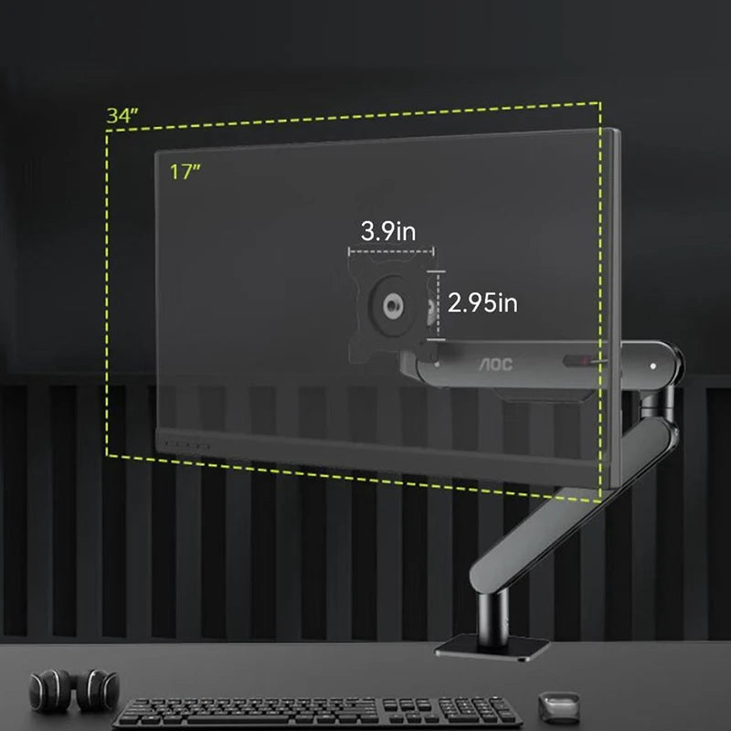 AOC Single Monitor Desk Mount 17’’-34’’ Inch Weight up to 19.8 lbs Screen Bracket Adjustable 360° Rotation AM400B Black