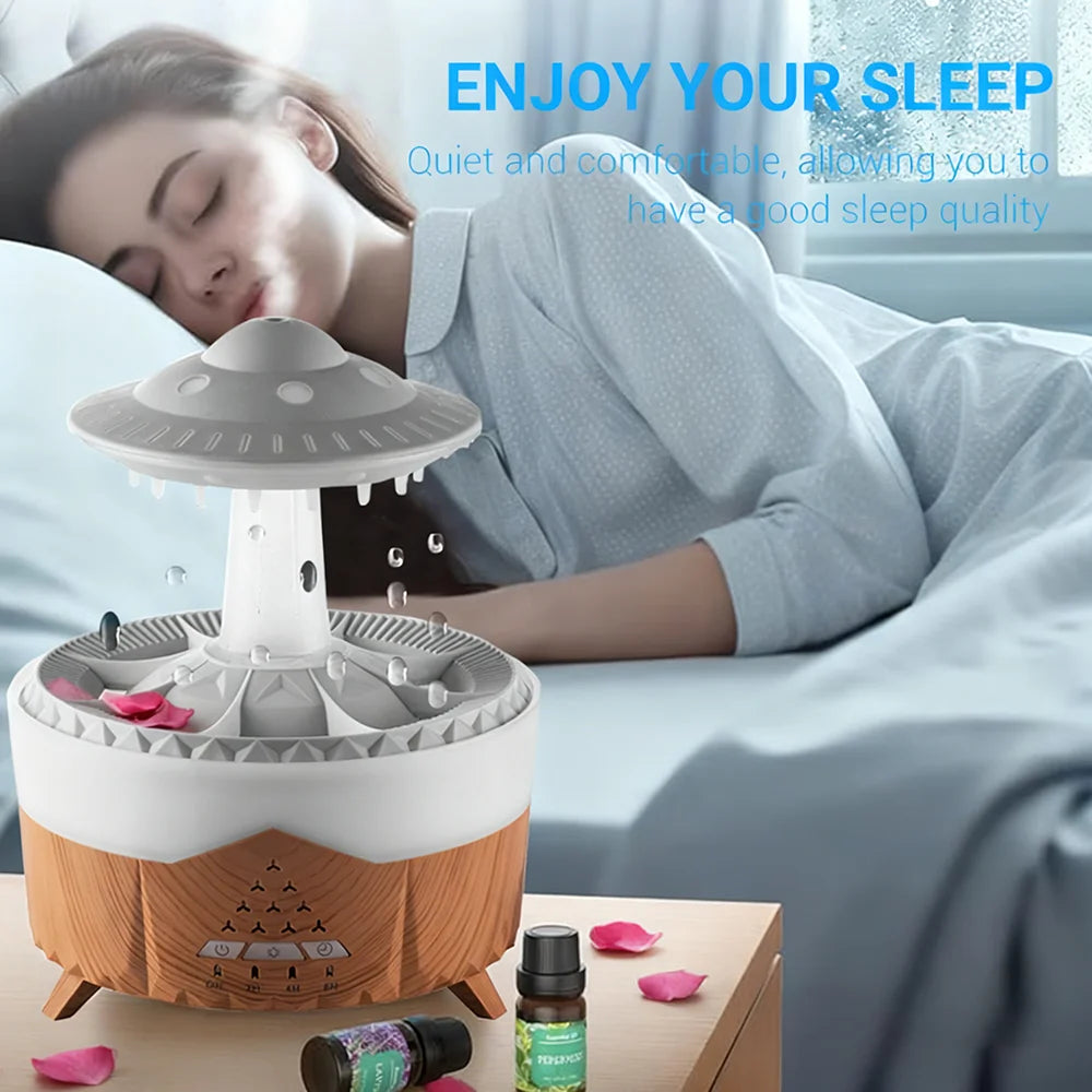1PC Wall Plug Simulated Raindrop Air Humidifier with Ambient Lights Essential Oil Diffuser Aroma Diffuser for Office