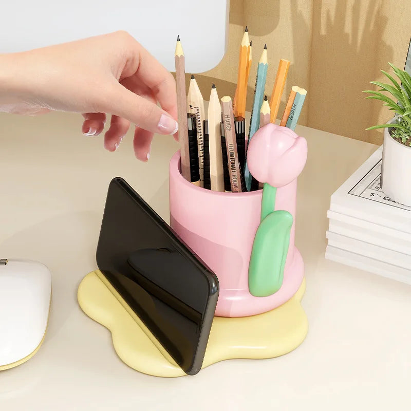 Tulip Pen Holder Is A Desktop Decoration and Storage Item for Office Workstations A Perfect Stress-relieving Tool
