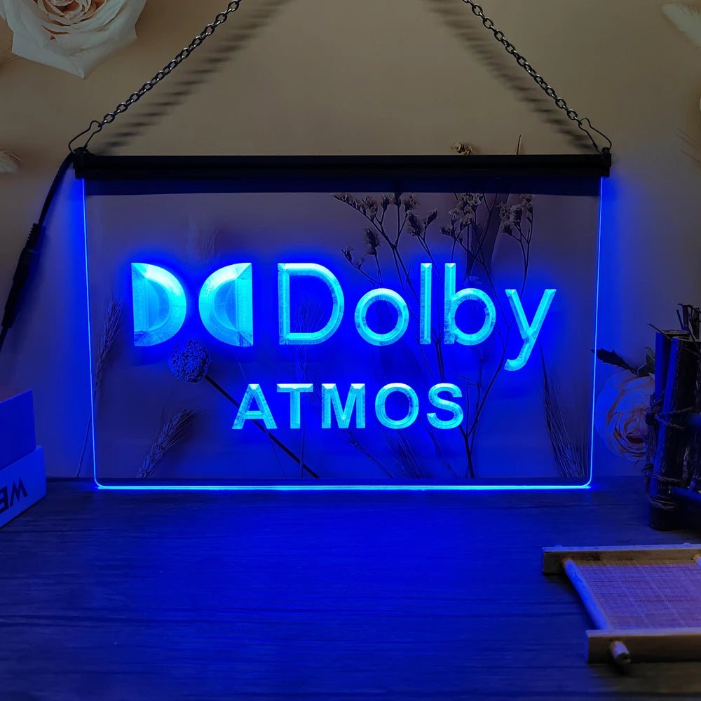 Dolby Atmos LED Neon Sign-3D Carving Wall Art for Home,Room,Bedroom,Office,Farmhouse Decor - Blue / UK-30x20cm