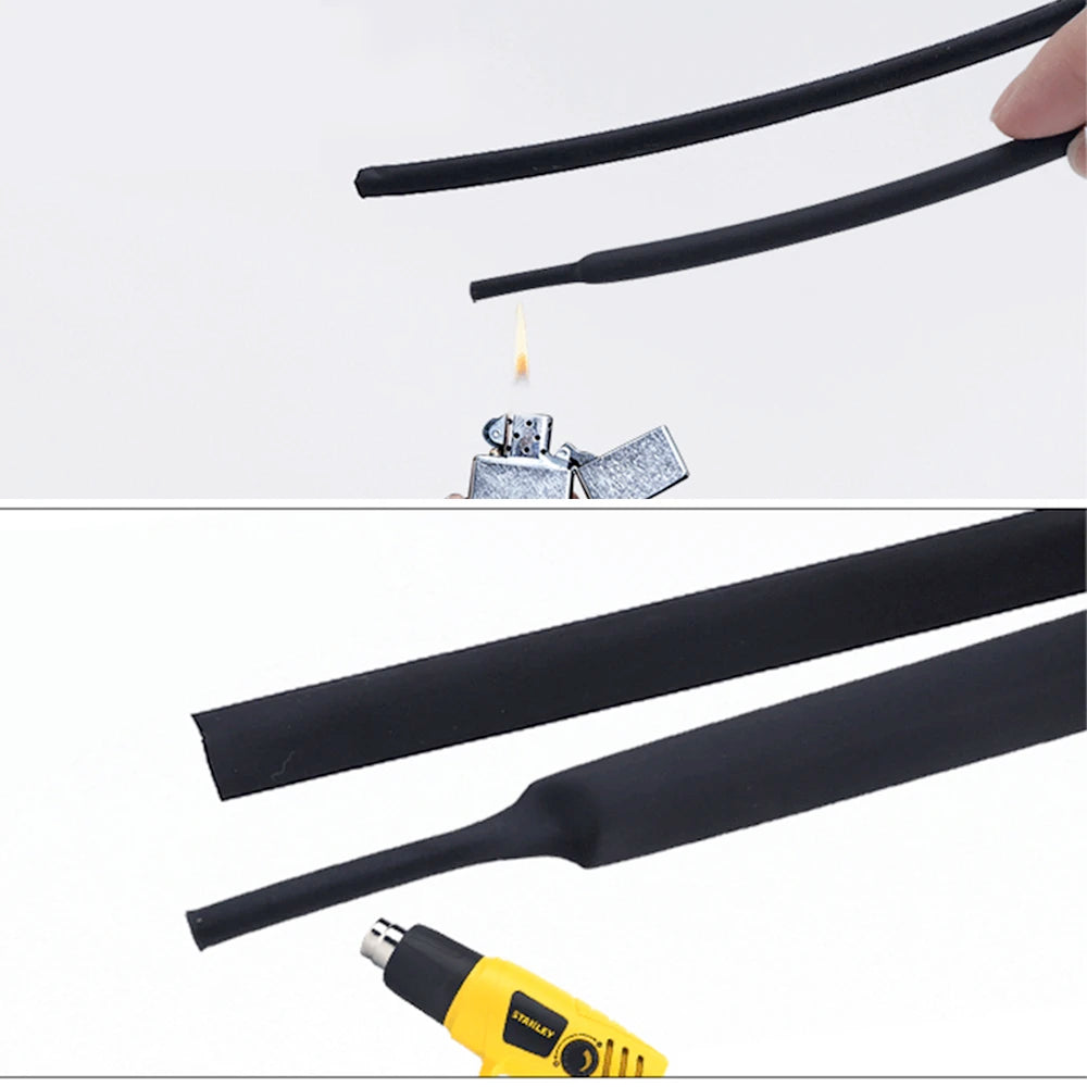 Five Meters/lot DIY 2:1 Black Cable Sleeve 1mm 1.5mm 2mm 2.5mm 3mm 3.5mm 4mm 5mm 6mm Heat Shrink Tubing Tube
