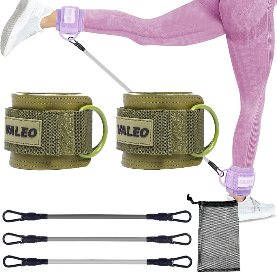 LOOGDEEL Resistance Bands Set Ankle Straps Adjustable Foot Support Padded Cuff Ankle Weight Leg Training Brace Yoga