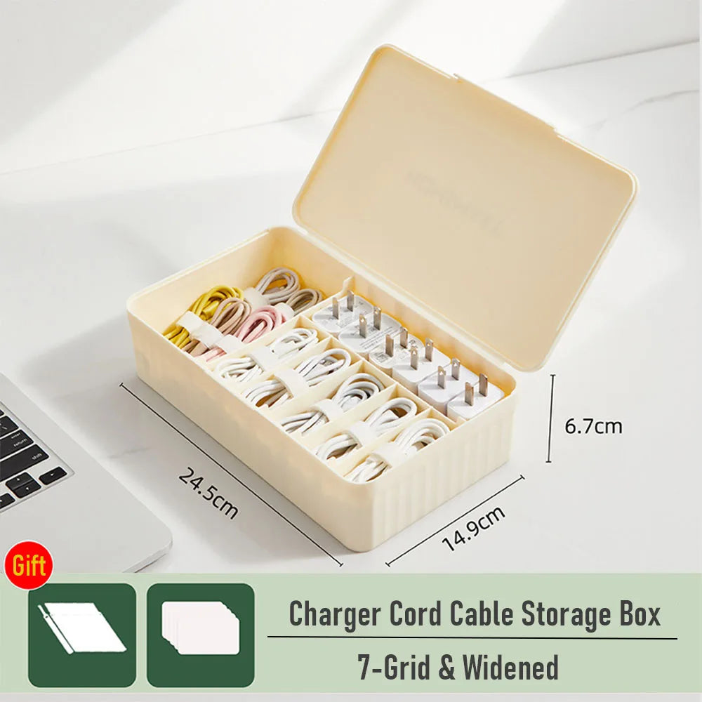 Charger Cord Data Cable Storage Box Data Line Storage Desktop Cable Collect Case Dustproof Power Boxes Wire Cable