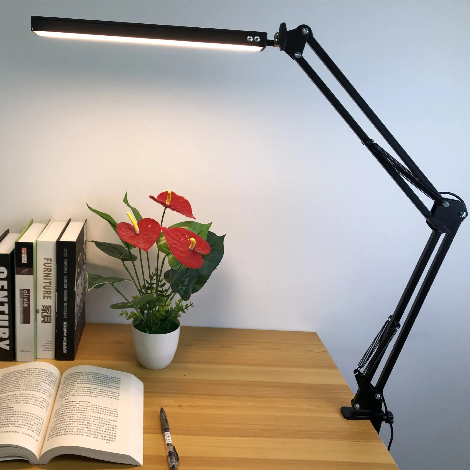 33CM LED Desk Lamp Adjustable Foldable Double Swing Arm Light Eye-Caring For Dormitory Study Office Architect Task Lamp