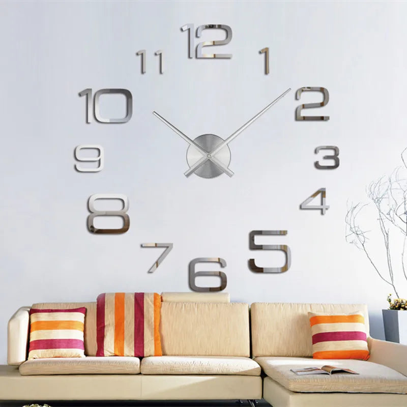 2025 Modern Design Large Wall Clock 3D DIY Quartz Clocks Fashion Watches Acrylic Mirror Stickers Living Room Home Decor
