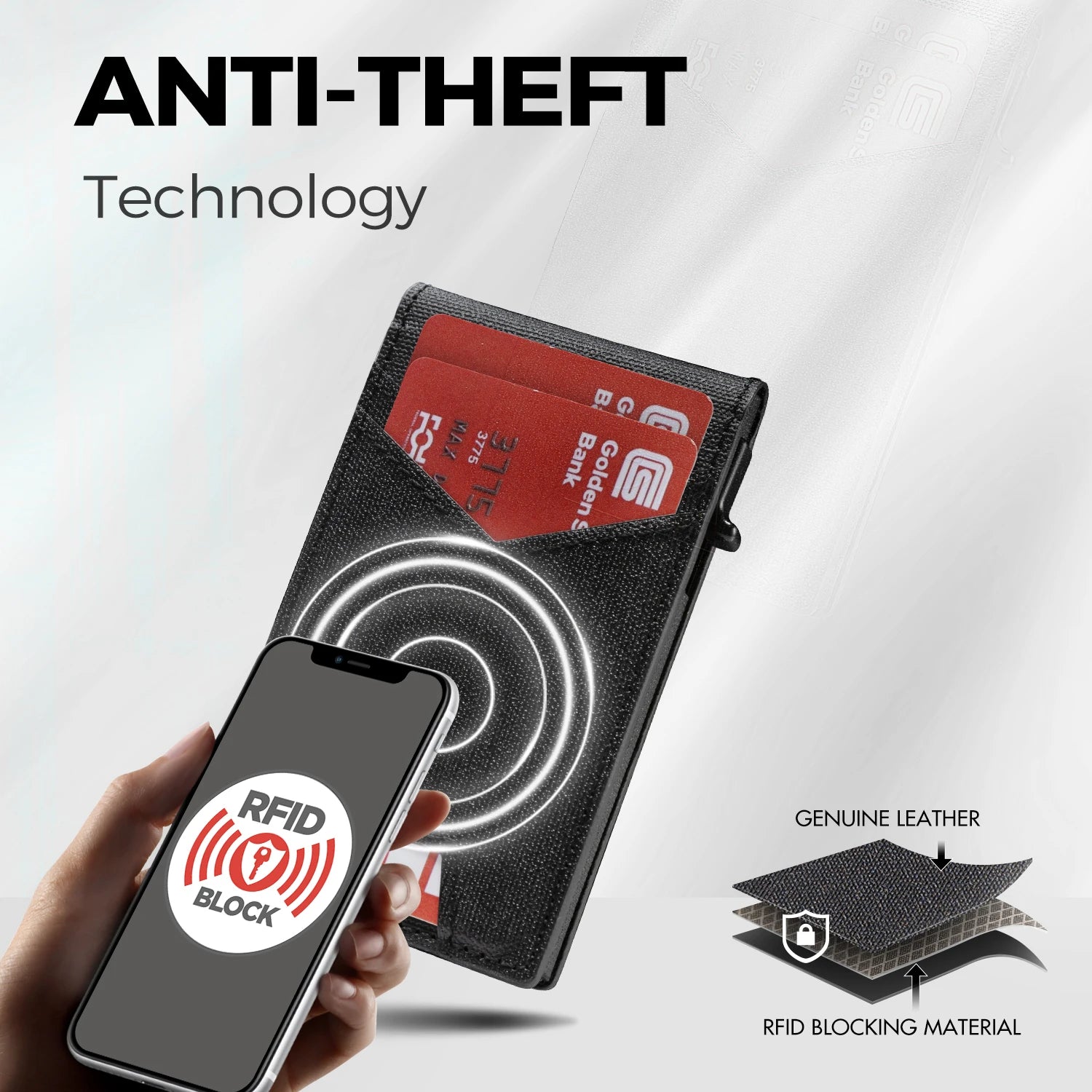 IWANTTI Minimalist Slim Cardholder for Men Premium Fabric Wallet with Card Ejector RFID Blocking Front Pocket Stylish