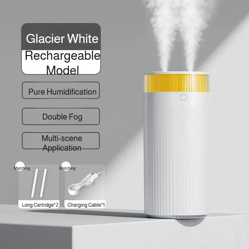 Dual Mist Air Humidifier Large Capacity Quiet USB Ultrasonic Cool Mist Maker for Home Office Dorm Desk with Night Light