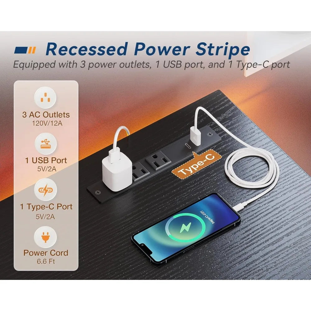 Small Desk with Power Outlets and USB Port Computer Desk for Home Office Gaming Simple Modern Style Writing Desks