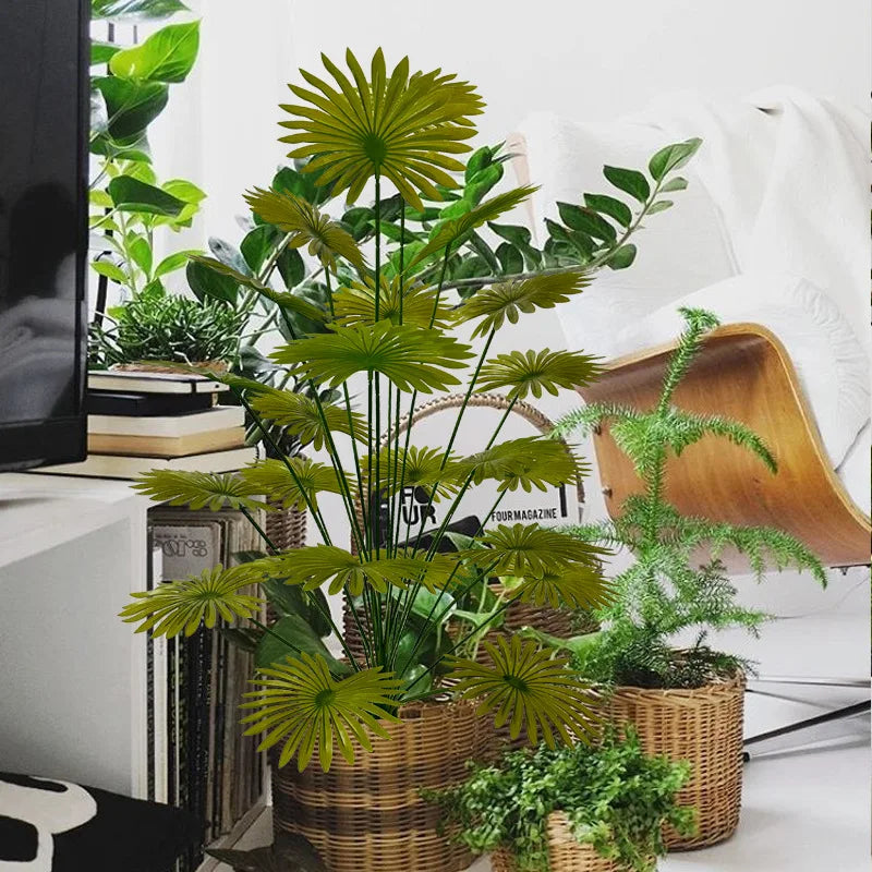 1PC 54-100CM Large Artificial Palm Tree Fake Tropical Plants Fall Winter Leaves Plastic Banyan Tree for Garden Home