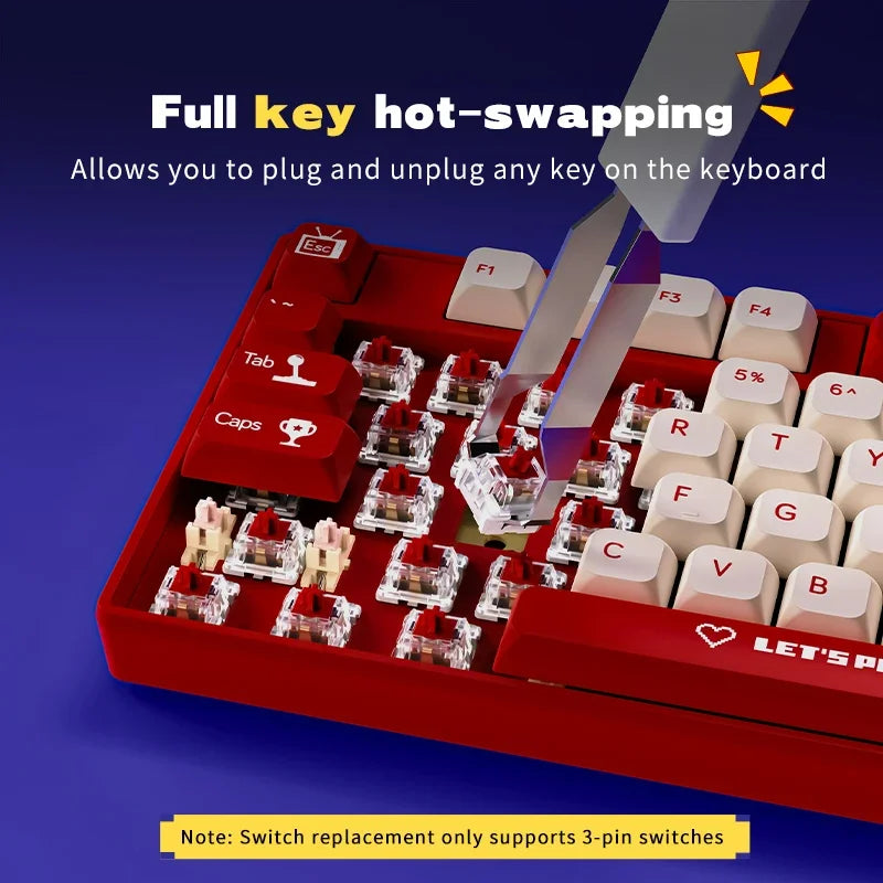 Ajazz AK870MC Wired Mechanical Gaming Keyboard 75% Layout Hot Swap Keyboards 87 Keys Red Brown Switch for Laptop