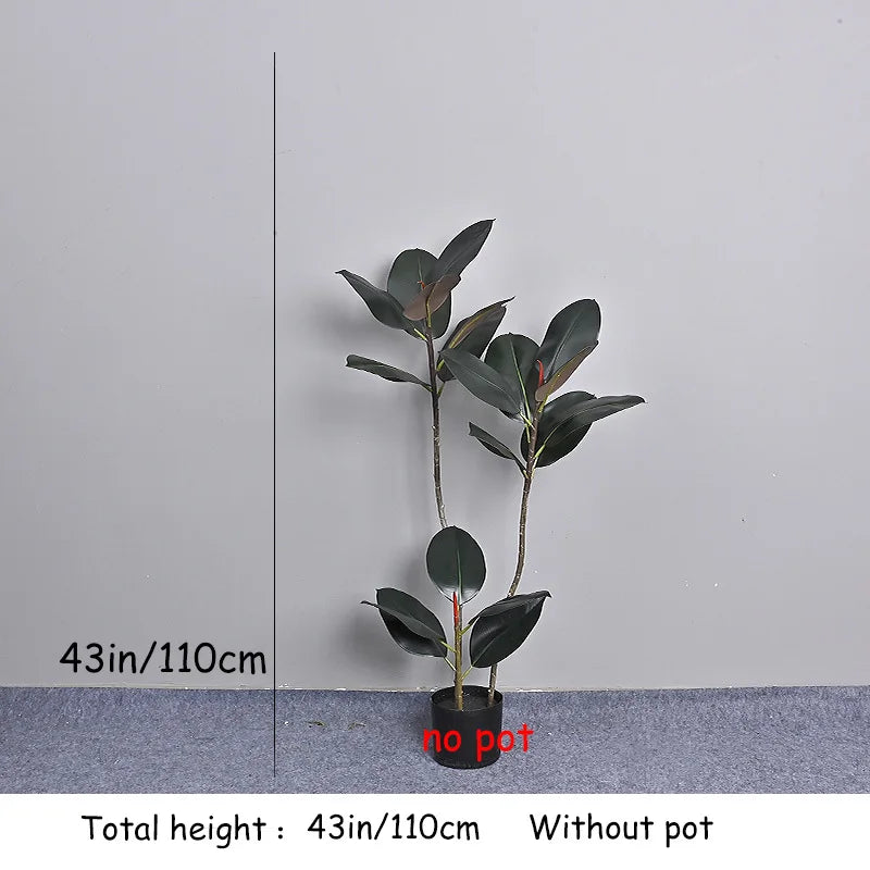 70in Large Artificial Plants Fake Ficus Tree Branch Plastic Rubber Leaves Tall Green Landscape For Home Garden Office