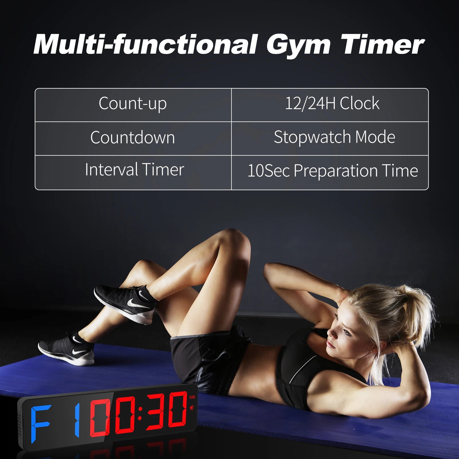 ANJANK Gym Timer 15’’ Large LED Display Wall Clock,Interval Workout,Count Down & Up,Stopwatch Adjustable