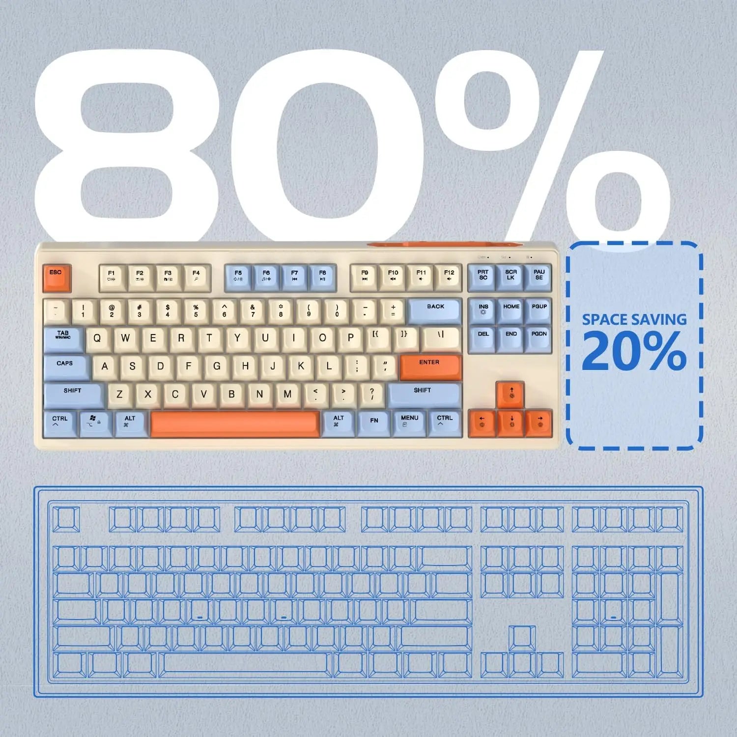 ATTACK SHARK x ZIYOULANG M87 80% Wireless TKL RGB Backlit BT5.0 & 2.4G & Wired PBT Material Mechanical Feeling Gaming