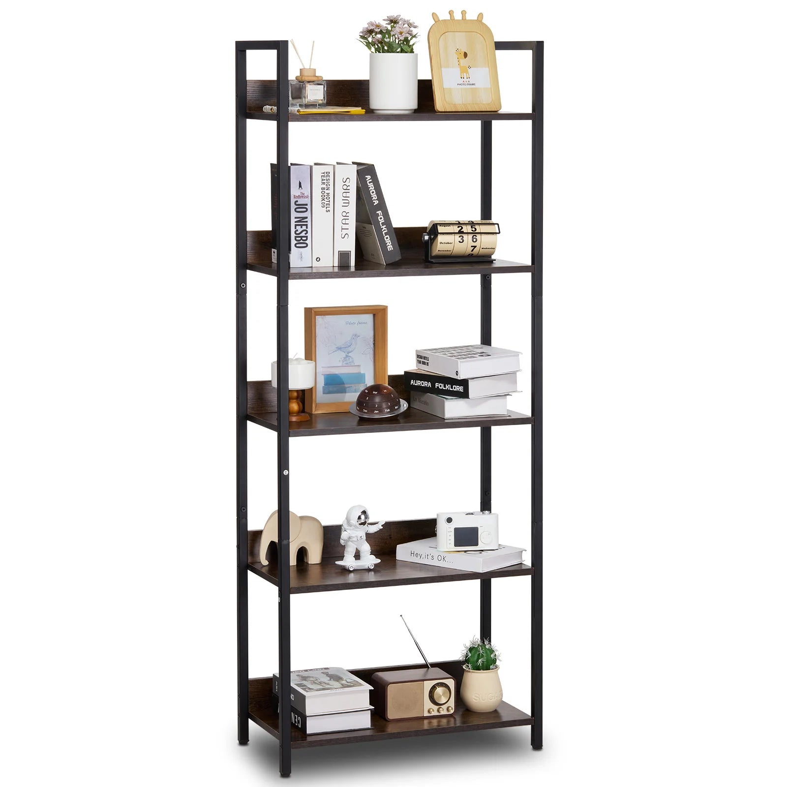 SucceBuy Metal Bookshelf 3-14-Tier Tall Industrial Bookshelf Vintage Display Storage Bookcase with Open Shelves