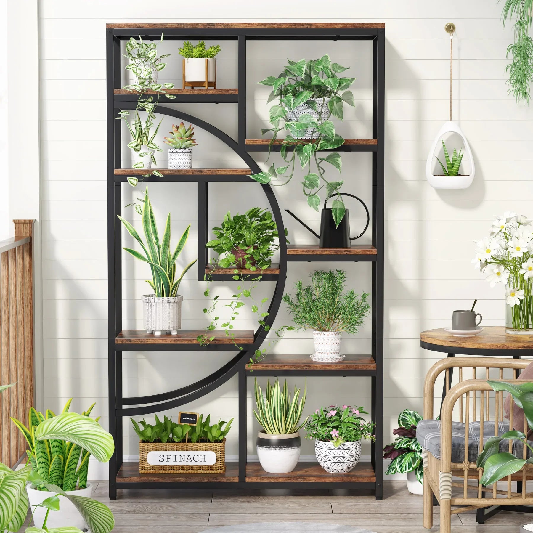 Tribesigns Bookshelf Industrial 5 Tier Etagere Bookcase Freestanding Tall Bookshelves Display Shelf Storage Organizer