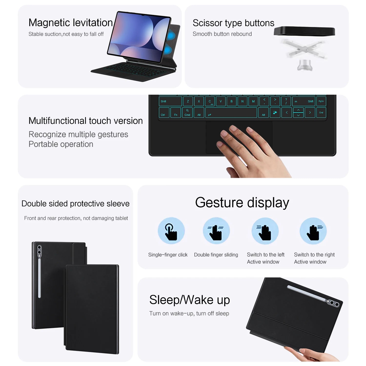 Book Cover Keyboard For Samsung Galaxy Tab S10 Ultra 14.6 inch S9 / S8 Ultra 14.6’’ Tablet Magic Keyboards Case AI Key