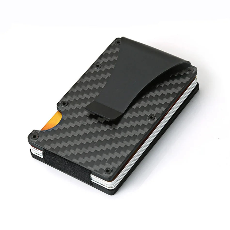 Forged Carbon Fiber Card Holder Wallet Men Clip Money Bag Cardholder Aluminium Metal RFID Slim Luxury Cartera Hombre