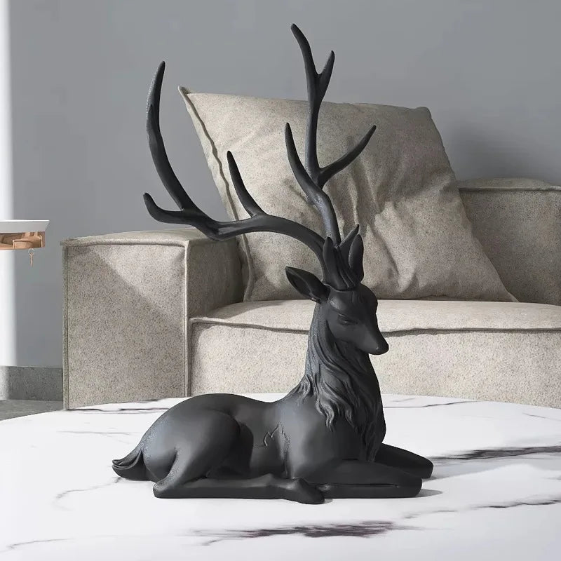 35cm High End Deer Statue Reindeer Figurines Resin ELK Sculpture For Living Room Luxury Home Decoration Nordic Tabletop