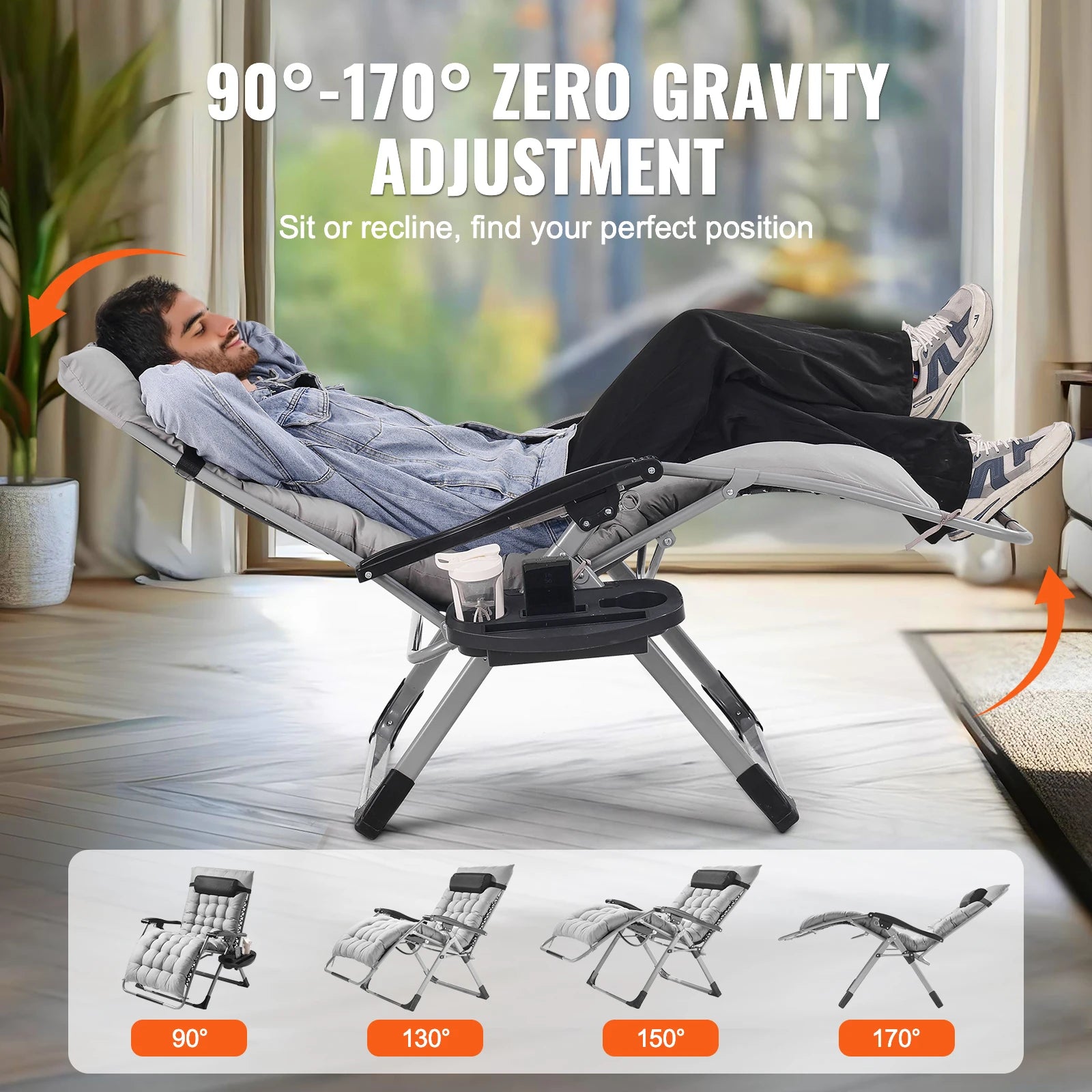 SucceBuy Zero Gravity Chair Zero Gravity Recliner Lounge Chair Adjustable Anti Gravity Chair with Cushion Footrest
