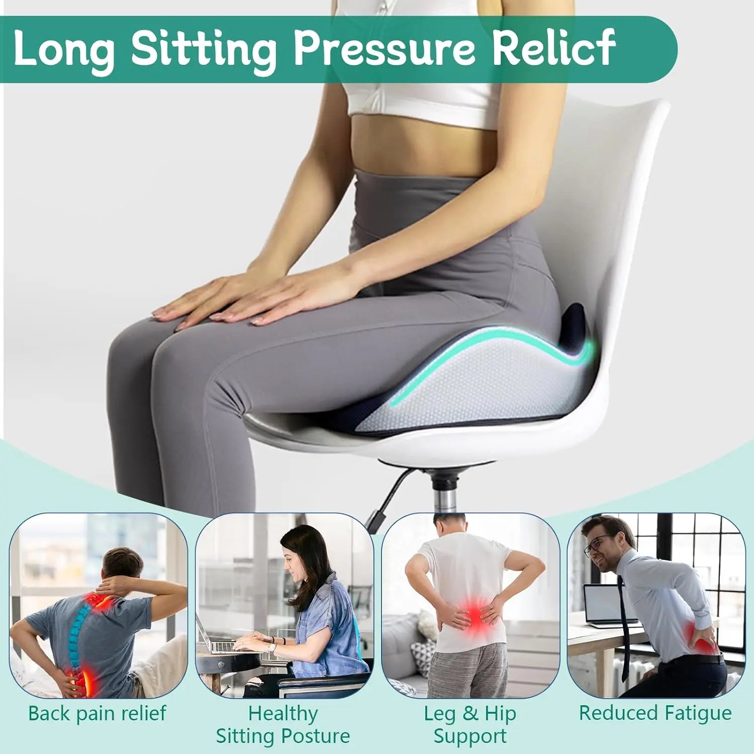 1pc Shape memory foam orthopedic cushion ergonomic coccyx cushion adjustable seat cushion width for the office,car