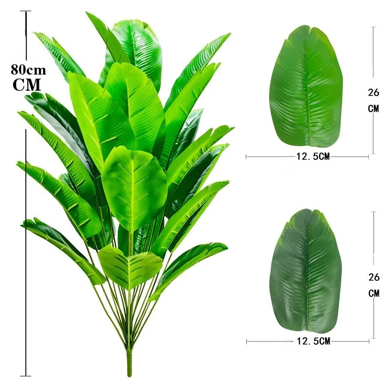 1pcs 24 Leaf Artificial Banana Tree Fake Palm Leaves Monstera Leaf Large Tropical Palm Tree Real Touch Green Plant Home