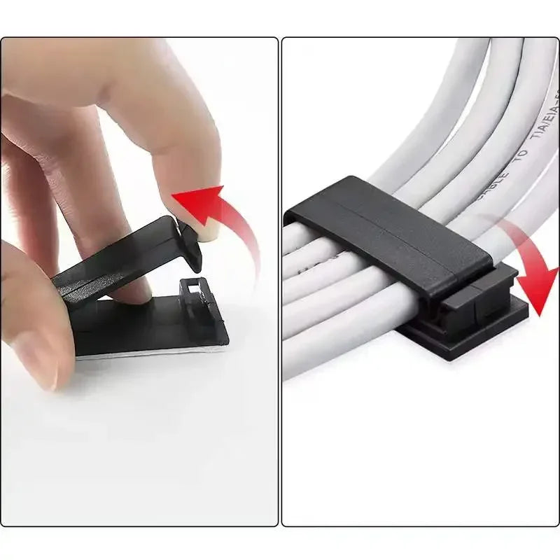 Adhesive Wire Organizer Cable Holder Cord Management Harness Clamp Clip For Home PC Power USB Cable Wiring Desktop Cord