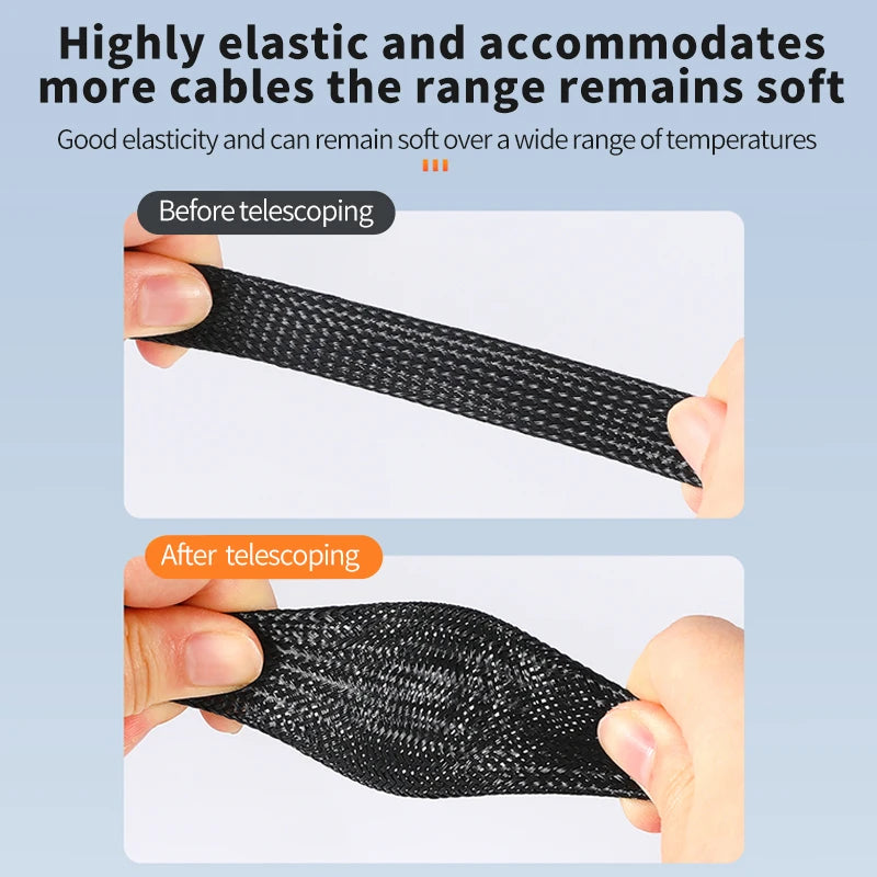 1/5/10M Black Insulated Braid Sleeving 6/8/10/30mm Tight PET Wire Cable Gland Protection Cable Sleeve Flame Retardant