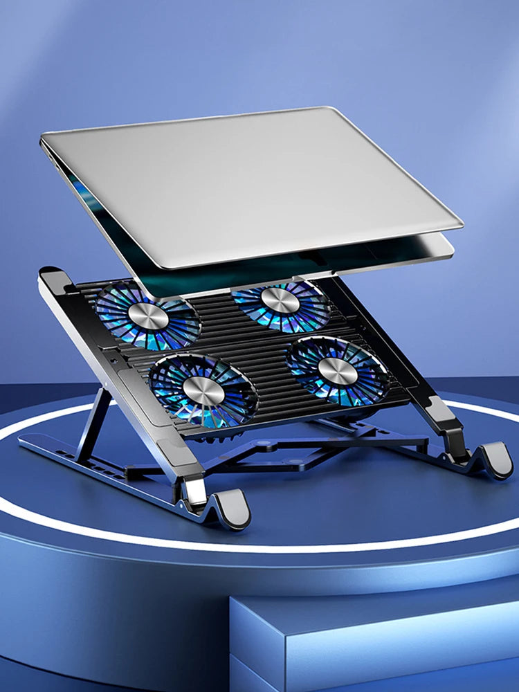 Laptop Cooling Pad with 2/4 Fans Foldable Laptop Cooling Fan RGB Silent Portable Laptop Holder 7 Height for 11-17.3