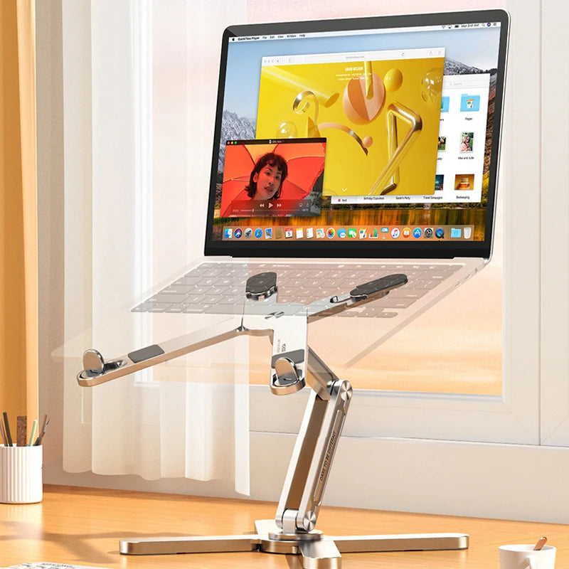 Foldable Laptop Stand 360°Rotation Notebook Table Aluminum Alloy Holder Portable Book Tablet Bracket with Heat