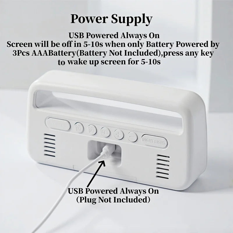 Digital Alarm Clock with 8 Colors Changing Mood Light Date Week DST Snooze Table Clock Auto Dimmable Sleep Mode 12/24H